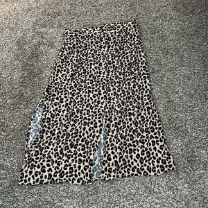 H&M Button Front Leopard Midi Skirt